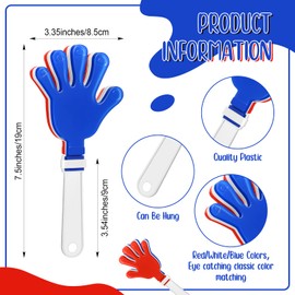 80 Pcs Hand Clapper Bulk Noise Makers Party Favors 7.5 Inch Plastic Clapping Hands Noisemakers Blue White Red Game Accessories Noise Makers Toy for Kids Sporting Events Game Birthday Supplies