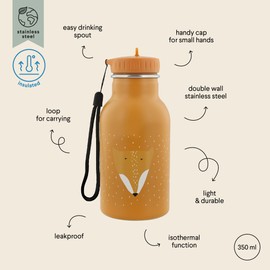 Trixie Insulated Drinking Bottle - Mr. Lion - 350ml Stainless Steel Water Bottle for Kids - Yellow - Keeps Drinks Cold - Leakproof - Eco-Friendly and BPA-Free