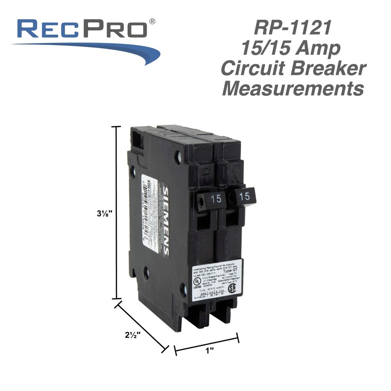 RecPro RV Circuit Breaker 15 Amp Q1515 | Camper Breaker