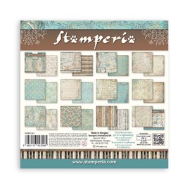 Stamperia - Scrapbook Paper Pad for Scrapbooks, Albums, Cards, Bullet Journals and More, Acid Free, Double-Sided, Perfect for Crafts and Gifting (Symphony Background Selection) (20.3 x 20.3cm)