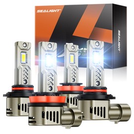 SEALIGHT 9005/HB3 H11/H9/H8 LED Bulbs Combo, 68000LM Bright 6500K Daylight White, 25000RPM Cooling Fan Light Bulbs, Pack of 4