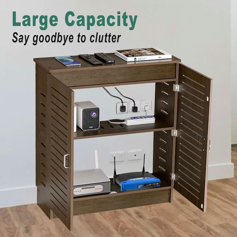 LXSEHN WiFi Router Storage Cabinet, PVC Floor Standing Router Storage