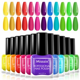 Misssix Nail Polish Set 12 Colors, Quick Dry Nail Polish, Mini Nail Lacquer Strengthening Manicure DIY Nail Art Salon Home Gifts For Women Girl