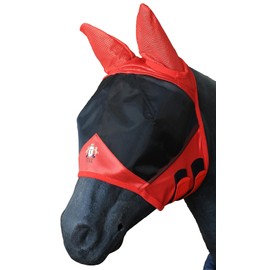 T TEKE Fine Mesh Horse Fly Mask w/Ears, UV Blocking 3D Eye Visor with Extra Fleece Cushioned Forehead, Protection from Insect Pests