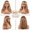 Peluca Pelo Humano Body Wave Marrón Rubio Flequillo 16 Pulg