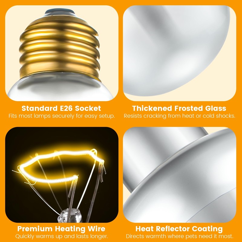 Dual Reptile Light Fixture with 100W Daytime Heat Bulb &