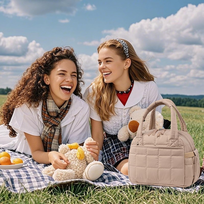 LEDAOU Lunch Box for Women Lunch bag Quilted Puffer Lunch
