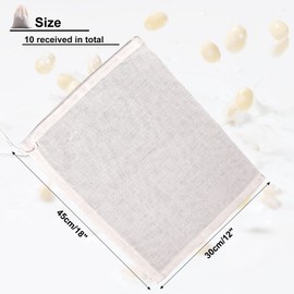 FTONOM5 2 Pack Large Cheese Cloth Bags for Straining - Cotton Muslin Bags Nut Milk Bag Reusable Nutmilk Mesh Bag for Cheesecloth for Straining Liquid - Fine Mesh and Drawstring Closure (12"x18")
