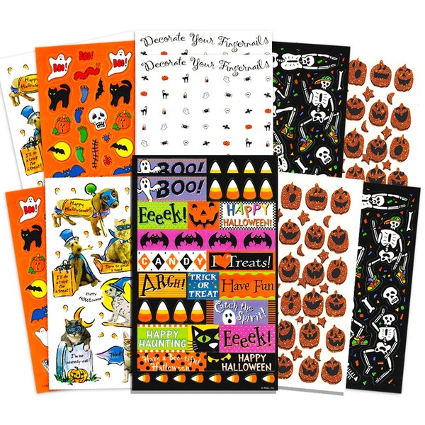 Crenstone Halloween Stickers Party Pack (Over 300 Halloween Stickers, 24 Party Favors Sheets)