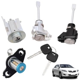RAMATA Ignition Switch Lock Cylinder With 2 Keys, Door & Trunk Lock Cylinder Kit Compatible With 2003 2004 2005 2006 2007 2008 Toyota Corolla Matrix (No Chip) Replace # 69057-02130, 69057 02130