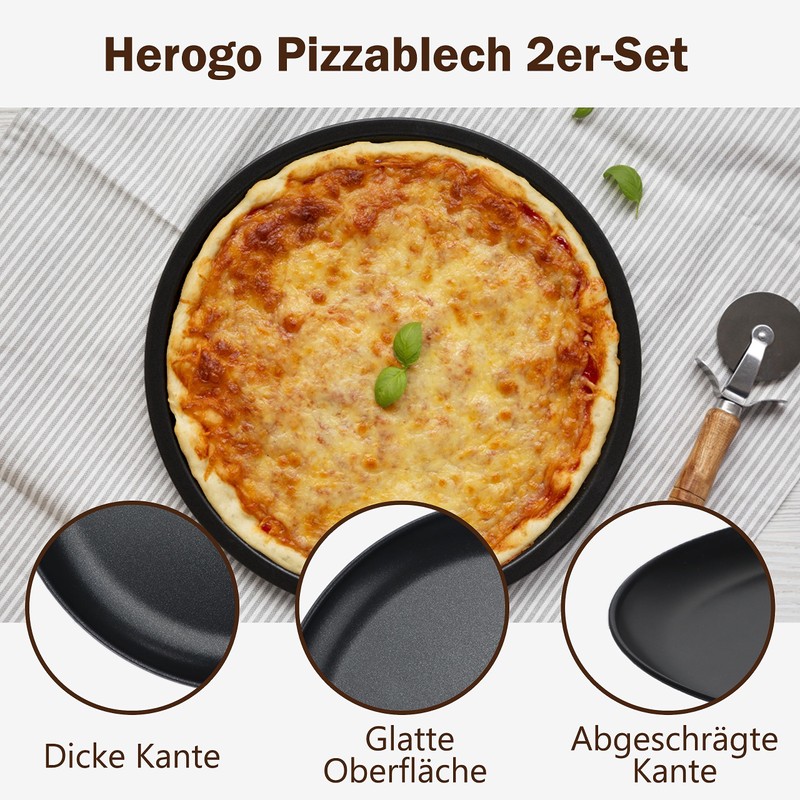 Herogo Pizza Tray, Diameter 26 cm, Round Stainless Steel Pizza