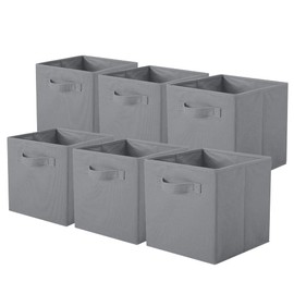 ShellKingdom Storage Bins, Foldable Fabric Storage Cubes And Cloth Organizer Drawer For Closet And Toys, 6 Pack (Gray)