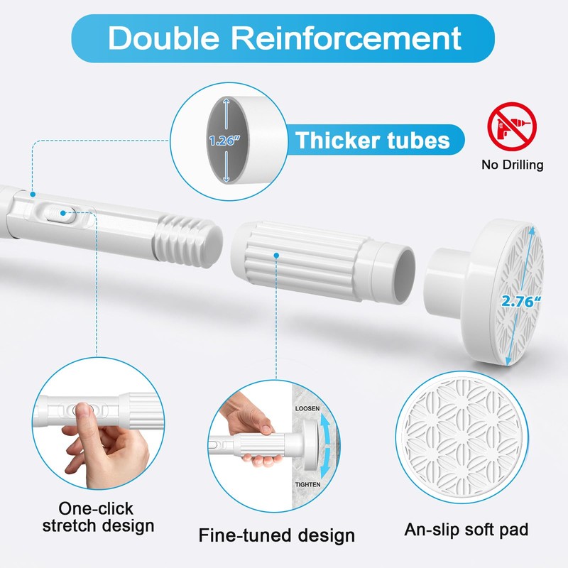 QINGYUN Extra Long No-Drill Tension Curtain Rod 40-166 Inches (4-14Ft),