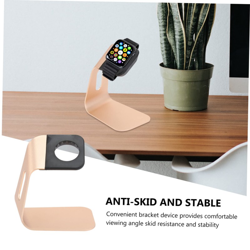 jojofuny 2pcs Aluminium Alloy Watch Charging Stand Holder Gold Convenient
