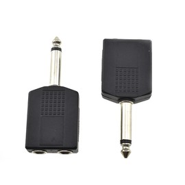 Hahiyo 6.35 M-2x6.35 F-TS Stereo Plug Interconnect Audio One Male 6.35mm(1/4 inch) and Two Females 6.35mm(1/4Inch) Adapter Splitter Good Signal Sound Snap Tight Not Wobble for Guitar Black 2pcs