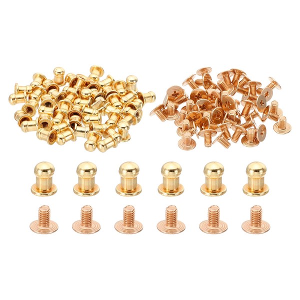 PATIKIL 5 mm Leather Rivets, 50 Sets Round Button Head