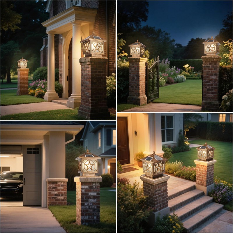 SLAWA Outdoor Solar Post Cap Light 9.8In Bronze Column Lights