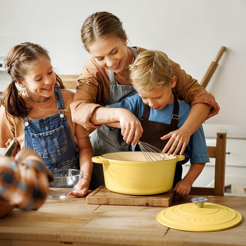 Overmont Enameled Cast Iron Dutch Oven - 5.5QT Pot with