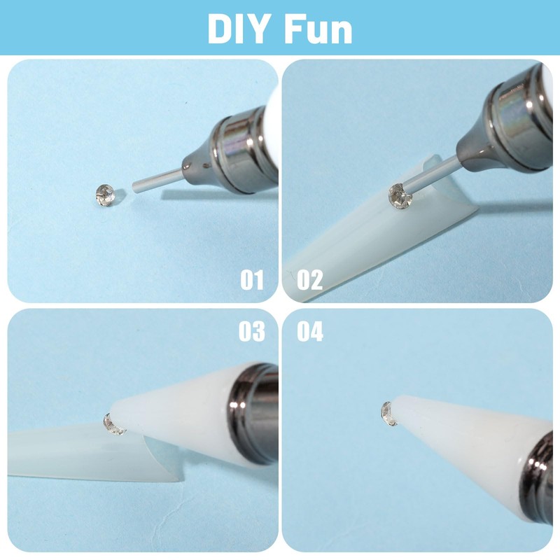 beinkmake 6Pcs Beadable Rhinestone Picker Dotting Pen Rhinestone Adding Dual-ended