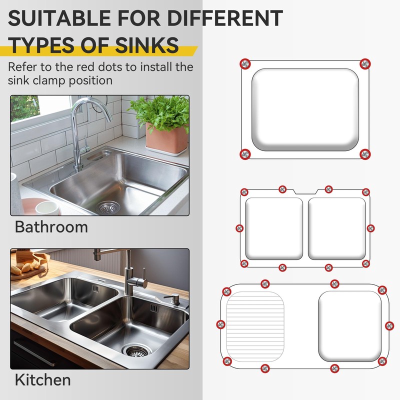 Dreyoo 12 Pack Stainless Steel Sink Clips, Undermount Sink Clips