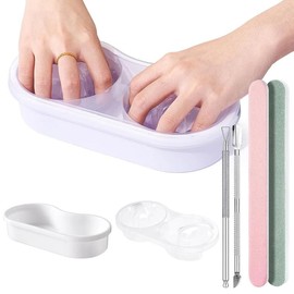 Dual Nail Soaking Bowl Acetone Proof: Soak Off Gel Nail Polish Dip Powder Remover Bowl- Cut the Soaking Time in Half Manicure Bowl for Salon Home (D2-White) - Color: D1-White for big hands