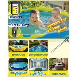 1300W Small Inflatable Pool Heater for Outdoor Mini Swimming Above/Inground Ground/Baptistry/Baptismal Pool, Portable 120V Submersible Bathtub Liquid Immersion Water Heaters