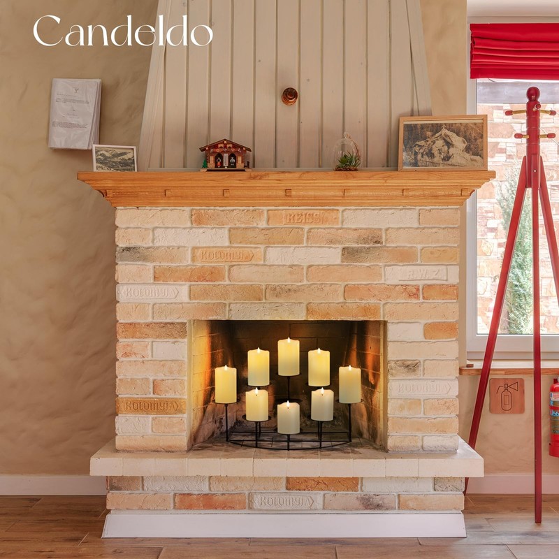 Candeldo Candelabra Fireplace Candle Holder: Metal Pillar Candle Holders Medium