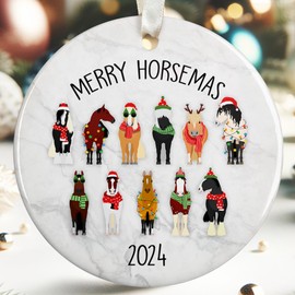Horse Ornaments for Christmas Tree - Horse Lover Gifts, Gifts for Horse Lovers Women - Horse Ornament, Horse Christmas Ornament - Horse Christmas Ornaments - Ceramic Xmas Christmas Ornament 2024