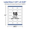 Avery Matte White Rectangle Labels with Sure Feed, 1-1/4" x