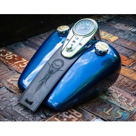 The Dirty Gringo Retro Skull Pinstripe Leather Gas Tank Panel Bib Harley Davidson 3 Light Dash