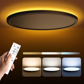 Matane 15.4in LED Flush Mount Ceiling Light Fixture with Remote Control, Nightlight 2000K Warm, 3000K-6500K Adjustable, Low Profile Ceiling Lights for Bedroom