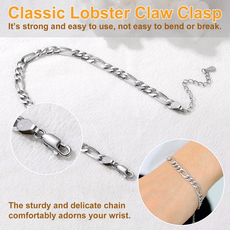 SILVERCUTE Figaro Chain Tennis Bracelets for Women Men Adjustable Bracelet
