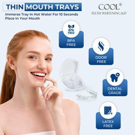 Teeth Whitening Trays Moldable 4 Dental Trays 2 Retainer Case Teeth Trays for Tooth Whitening Gel Compatible with Opalescence Teeth Whitening Gel