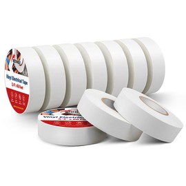 RED WOLF 10 Pack White Electrical Tape 3/4 in x 66ft, Industrial Grade UL/CSA Listed 7 Mil Thick Flame Retardant High Temp Waterproof Electrical PVC Tape Electric Super Vinyl Rated 600V