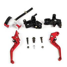 MACHSWON 7/8" Dual Sport Bike Brake Clutch Master Cylinder Lever Reservoir Pump Replaces 7/8" Motorcycle Brake & Clutch Master Cylinder Reservoir Levers Universal Red HI-Q Motorcycle Red