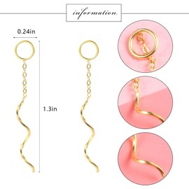 Spiral Dangle Earrings 925 Sterling Silver Long Tassel Chain Threader Earrings Hypoallergenic Jewelry for Women Girls Jewelry Gifts (gold)