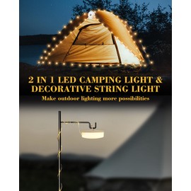 VLU String Lights Indoor, LED Camping Light & 32.8FT Decorative String Lights, Rechargeable 1800MAH Battery, Warm Light Outdoor String Lights Waterproof for Bedroom, Patio, Party, and More, XST-M01