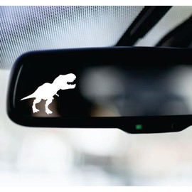 Tiny Dinosaur TRex Tyrannosaurus Car Decal Rearview Mirror Sunvisor Mini Bumper Sticker Vinyl Quote Decor Truck Window Windshield JDM Trendy Funny Meme Automobile Accessories Men Girls Cute (Purple)