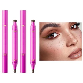 2 PCS Freckle Stamp Pen, Dual-Ended Fake Freckles Makeup Tool with Natural Faux Freckle Application, Long-Lasting Water-Resistant Formula for Daily Makeup and Special Events (Beige Brown)