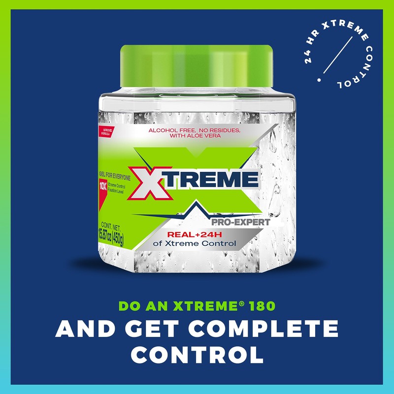 Xtreme Pro-Expert Clear Styling Hair Gel. Alcohol Free, 24-Hours Xtreme