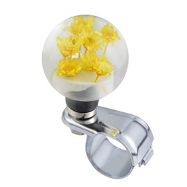 Lunsom Flower Shape Steering Wheel Spinner Knob, Resin Power Handle Suicide Spinner Turning Assist Grip Ball Fit Vehicle Truck SUV,Yellow