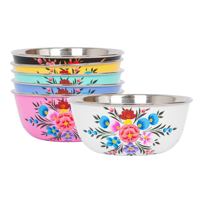 1x Ocean Pansy 14.5cm Hand-Painted Picnic Snack Bowl - Reusable