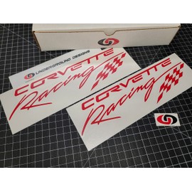 Corvette Racing Decal Script Flag Sticker LS1 LS2 LS3 LS7 LSX Any Color (Gloss Red, 3.0" x 11.5")