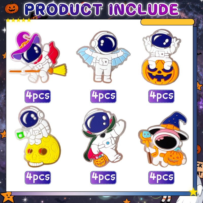 tmlfep 24Pcs Halloween Light Up Rings,Halloween Space Party Decorations Supplies