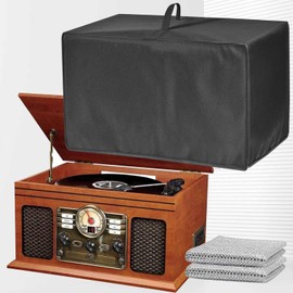 Bluetooth Record Player Dust Cover, Waterproof, Dustproof and Anti-Static 600D Nylon Material, Compatible for Victrola Nostalgic 6-in-1/8-in-1 Bluetooth Record Player & Multimedia Center