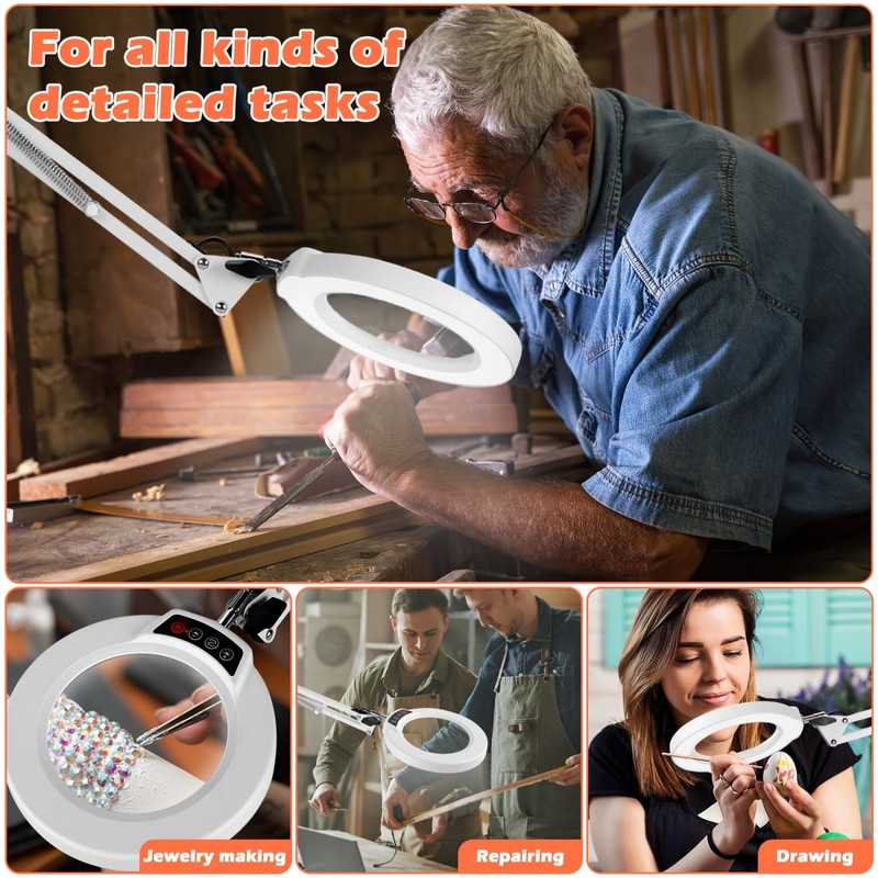 MagnieOpti 10X Magnifying Glass with Light and Stand, Real Glass