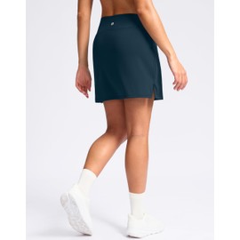 SANTINY 16" Skorts for Women with 2 Pockets High Waisted A Line Pickleball Golf Skort Casual Athletic Tennis Skirt (Green Indigo_S)