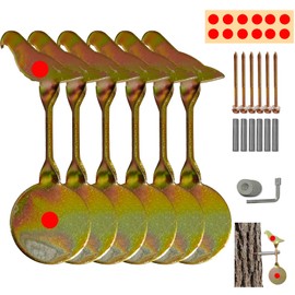 e5e10 Spinner Shooting Targets for BB Gun Shooting 6 Pack Bird Auto Reset Steel Resetting Targets - Heavy Galvanized Metal Steel Spinning Target Perfect for Air Rifle, Air Guns, Slingshots