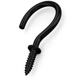 Hulless 100 Pcs 1/2 Inch Metal Cup Hooks Ceiling Screw Hooks for Attachment and Suspension, Black