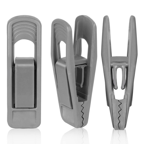 Tinfol 20pc Grey Plastic Hanger Clips - Strong Pinch Grip